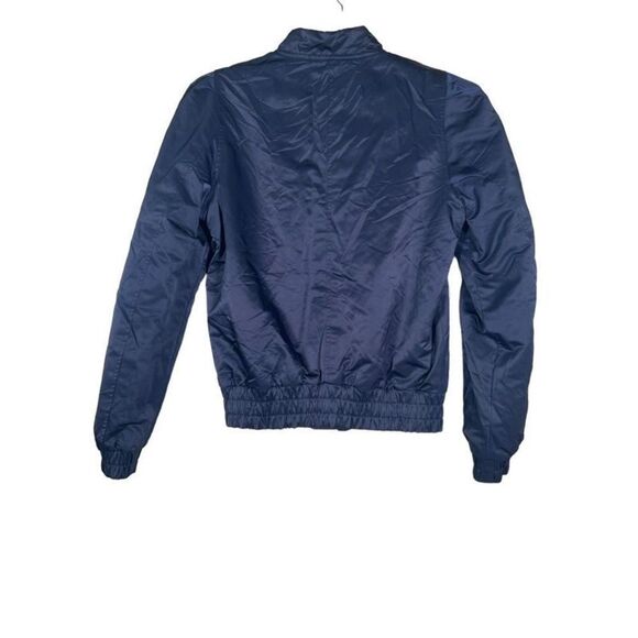 Ann Taylor Women's Navy Blue Satin Ribbed Bomber Jacket Size XXS - Picture 3 of 7